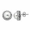 Thumbnail Image 1 of Previously Owned-9.0mm Baroque Freshwater Cultured Pearl and White Topaz Stud Earrings in Sterling Silver