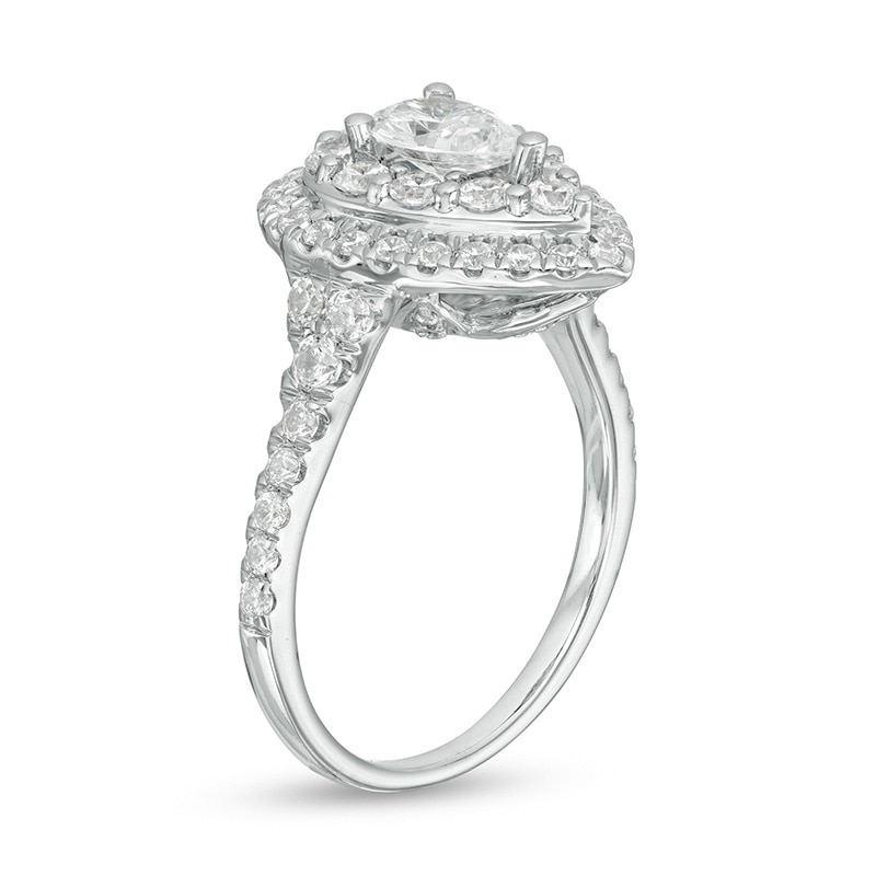 Main Image 3 of Previously Owned Love's Destiny by Peoples 1-3/4 CT. T.W. Pear-Shaped Diamond Frame Engagement Ring in 14K White Gold