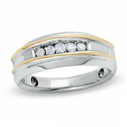 Previously Owned - Men's 1/2 CT. T.W. Diamond Five Stone Band in 10K Two-Tone Gold
