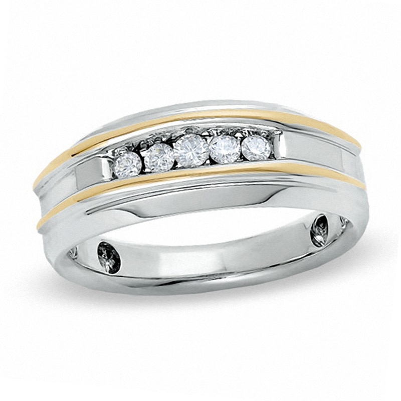 Main Image 1 of Previously Owned - 1/2 CT. T.W. Diamond Five Stone Band in 10K Two-Tone Gold