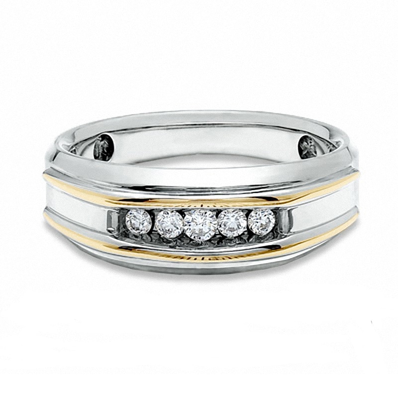 Main Image 2 of Previously Owned - 1/2 CT. T.W. Diamond Five Stone Band in 10K Two-Tone Gold