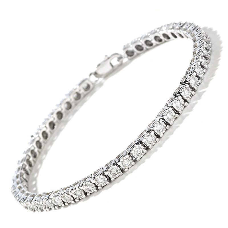 Main Image 2 of Previously Owned - 1-1/2 CT. T.W. Diamond Tennis Bracelet in Sterling Silver
