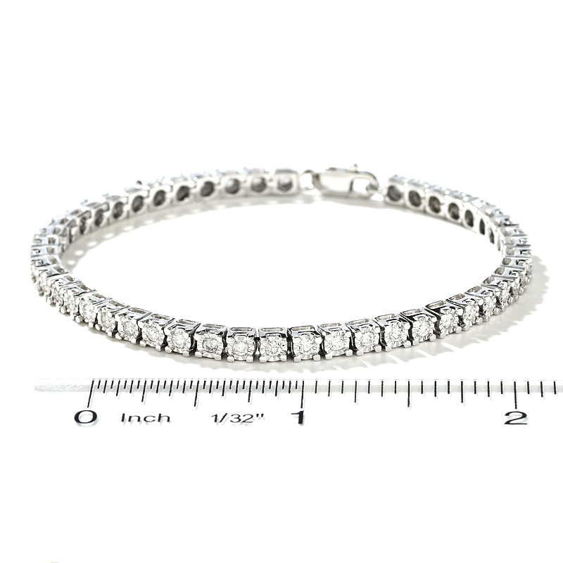 Main Image 3 of Previously Owned - 1-1/2 CT. T.W. Diamond Tennis Bracelet in Sterling Silver