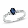 Thumbnail Image 1 of Previously Owned - Oval Blue Sapphire Engagement Ring in 10K White Gold with Diamond Accents