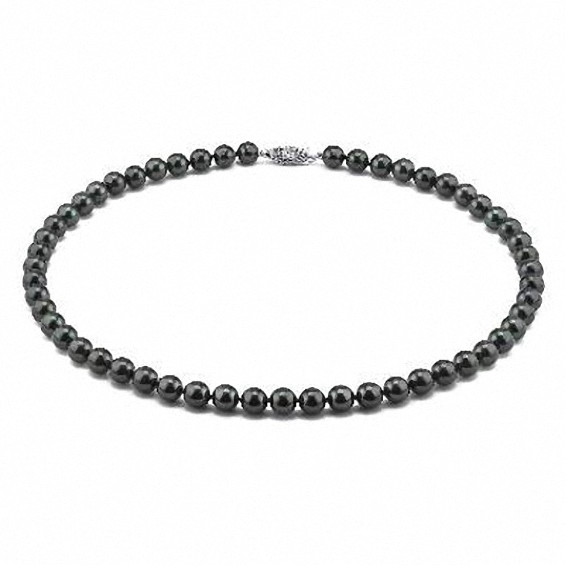 Main Image 1 of Previously Owned-5.0-5.5mm Dyed Black Akoya Cultured Pearl Strand with 14K White Gold Clasp-17"