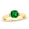 Thumbnail Image 1 of Previously Owned - 6.0mm Cushion-Cut Lab-Created Emerald and Diamond Accent Ring in 10K Gold