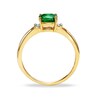 Thumbnail Image 2 of Previously Owned - 6.0mm Cushion-Cut Lab-Created Emerald and Diamond Accent Ring in 10K Gold