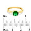 Thumbnail Image 3 of Previously Owned - 6.0mm Cushion-Cut Lab-Created Emerald and Diamond Accent Ring in 10K Gold