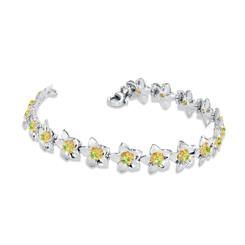 Main Image 2 of Previously Owned - Peridot Flower Bracelet in Sterling Silver