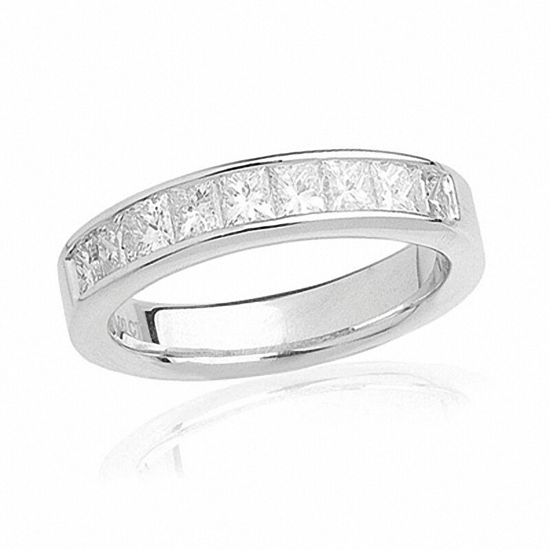 Main Image 1 of Previously Owned - 1-1/2 CT. T.W. Princess-Cut Diamond Wedding Band in 14K White Gold