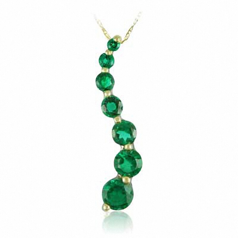 Previously Owned - Journey Lab-Created Emerald Pendant in 10K Gold