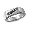 Thumbnail Image 1 of Previously Owned - Men's 1/4 CT. T.W. Black Diamond Slant Band in 10K White Gold