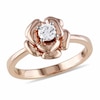 Thumbnail Image 1 of Previously Owned - 4.0mm Lab-Created White Sapphire Rose Ring in Pink Rhodium Sterling Silver