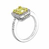 Thumbnail Image 2 of Previously Owned - 2-1/4 CT. T.W. Radiant-Cut Yellow and White Diamond Engagement Ring in 18K White Gold