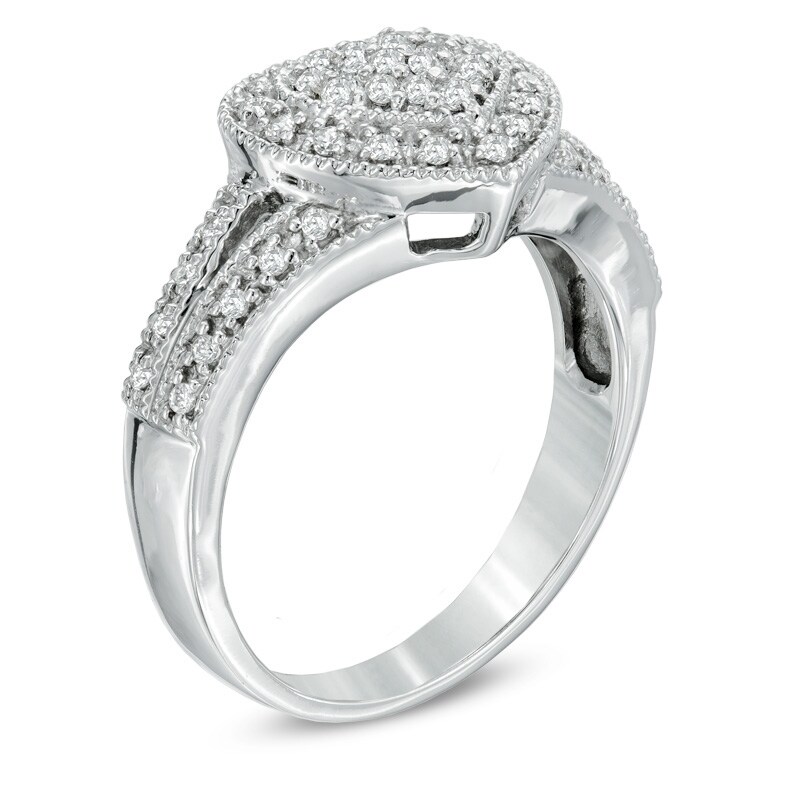 Main Image 2 of Previously Owned - 1/4 CT. T.W. Princess-Cut Diamond Heart Ring in Sterling Silver