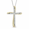 Thumbnail Image 1 of Previously Owned - 1/8 CT. T.W. Diamond Twist Cross Pendant in Sterling Silver and 14K Gold Plate