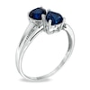 Thumbnail Image 2 of Previously Owned - Heart-Shaped Lab-Created Blue Sapphire and Diamond Accent Double Heart Ring in Sterling Silver