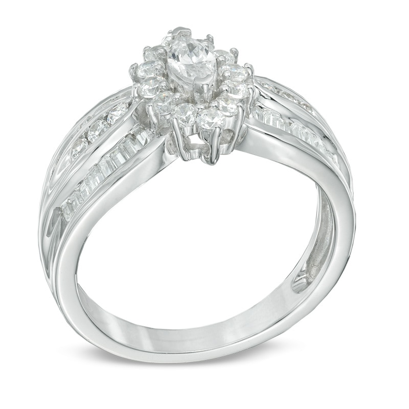 Main Image 2 of Previously Owned - 1 CT. T.W. Marquise Diamond Frame Engagement Ring in 10K White Gold
