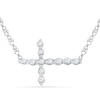 Thumbnail Image 1 of Previously Owned - 1/20 CT. T.W. Diamond Sideways Cross Necklace in 10K White Gold
