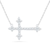 Thumbnail Image 1 of Previously Owned - Lab-Created White Sapphire Sideways Cross Necklace in Sterling Silver
