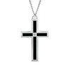 Thumbnail Image 1 of Previously Owned - Men's Diamond Accent Black Enameled Cross Pendant in Stainless Steel - 24"