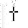 Thumbnail Image 2 of Previously Owned - Men's Diamond Accent Black Enameled Cross Pendant in Stainless Steel - 24"