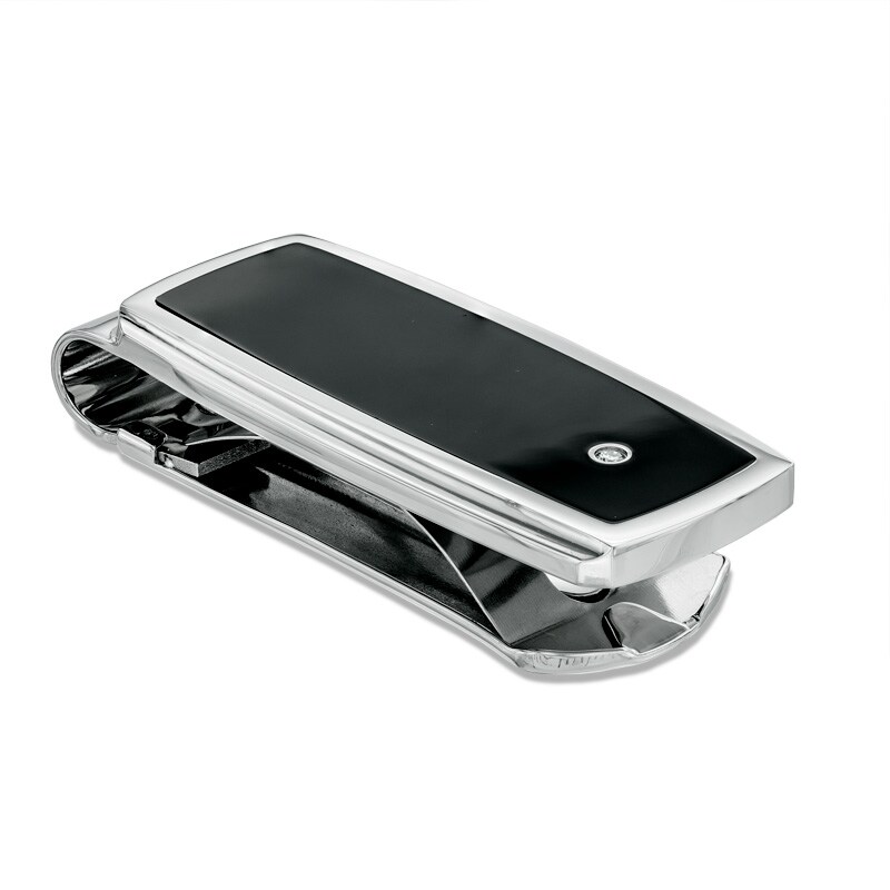 Main Image 1 of Previously Owned - Diamond Accent Black Enameled Money Clip in Stainless Steel