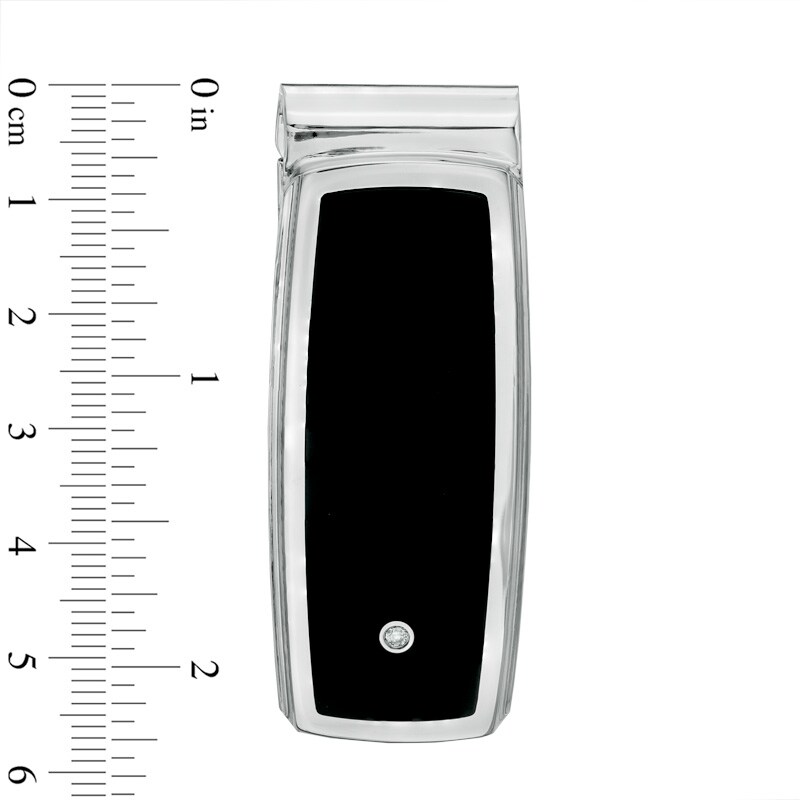 Main Image 2 of Previously Owned - Diamond Accent Black Enameled Money Clip in Stainless Steel