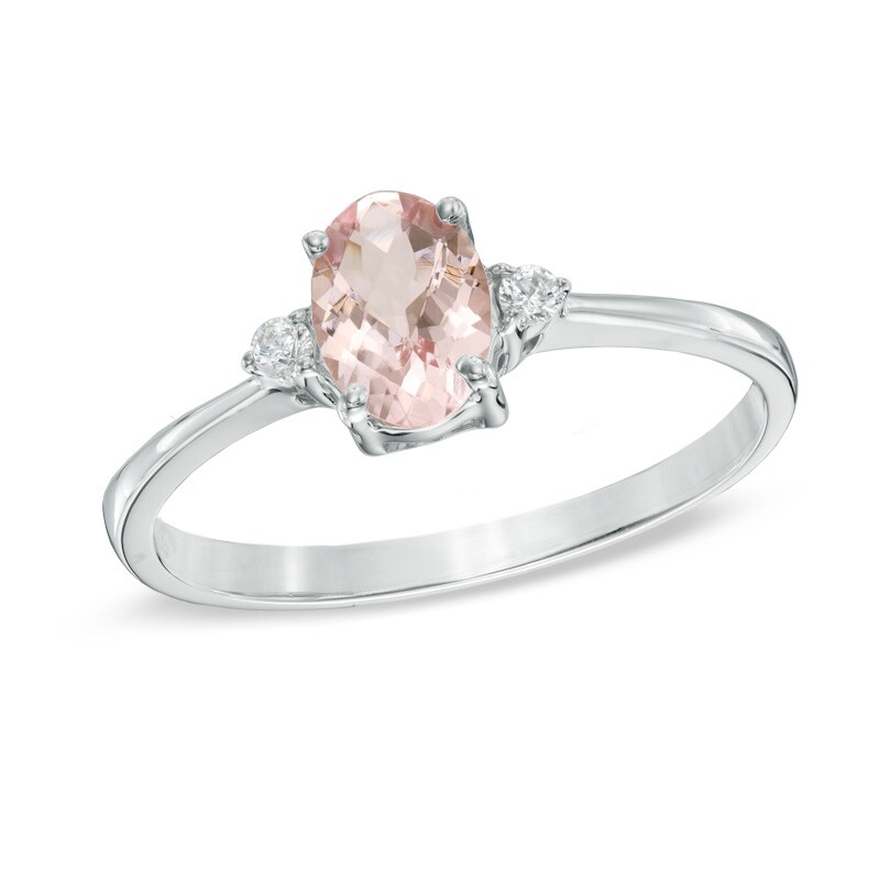 Previously Owned - Oval Morganite and Diamond Accent Ring in 10K White Gold