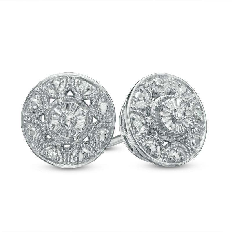 Previously Owned - Diamond Accent Vintage-Style Stud Earrings in Sterling Silver