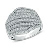 Thumbnail Image 1 of Previously Owned - 1 CT. T.W. Diamond Multi-Row Wave Ring in 10K White Gold