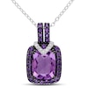 Thumbnail Image 0 of Previously Owned - Cushion-Cut Amethyst and Diamond Accent Pendant in Sterling Silver with Black Rhodium