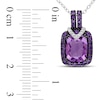 Thumbnail Image 1 of Previously Owned - Cushion-Cut Amethyst and Diamond Accent Pendant in Sterling Silver with Black Rhodium