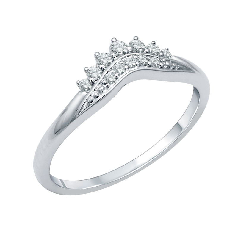 Main Image 2 of Previously Owned - 1/8 CT. T.W. Diamond Double Row Contour Tiara Anniversary Band in 10K White Gold
