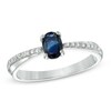 Thumbnail Image 1 of Previously Owned - Oval Blue Sapphire and Diamond Accent Engagement Ring in Sterling Silver