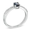 Thumbnail Image 2 of Previously Owned - Oval Blue Sapphire and Diamond Accent Engagement Ring in Sterling Silver