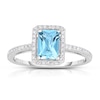 Thumbnail Image 1 of Previously Owned - Emerald-Cut Aquamarine and 1/5 CT. T.W. Diamond Frame Ring in 14K White Gold