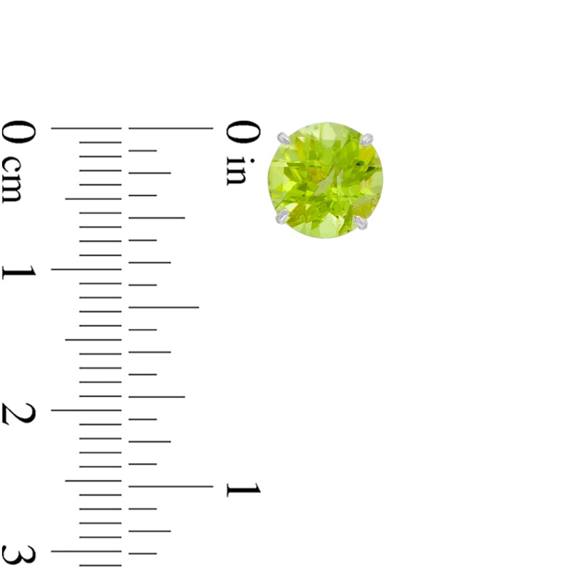 Main Image 2 of Previously Owned - 8.0mm Peridot Stud Earrings in 10K White Gold