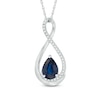 Thumbnail Image 1 of Previously Owned - Pear-Shaped Blue Sapphire and Diamond Accent Infinity Pendant in 10K White Gold