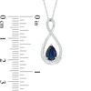 Thumbnail Image 2 of Previously Owned - Pear-Shaped Blue Sapphire and Diamond Accent Infinity Pendant in 10K White Gold