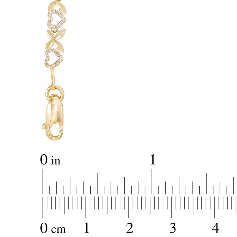 Main Image 2 of Previously Owned - Alternating "X" and Heart Bracelet in 10K Two-Tone Gold - 7.25"