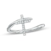 Thumbnail Image 1 of Previously Owned - Diamond Accent Cross Bypass Ring in 10K White Gold