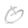Thumbnail Image 2 of Previously Owned - Diamond Accent Cross Bypass Ring in 10K White Gold