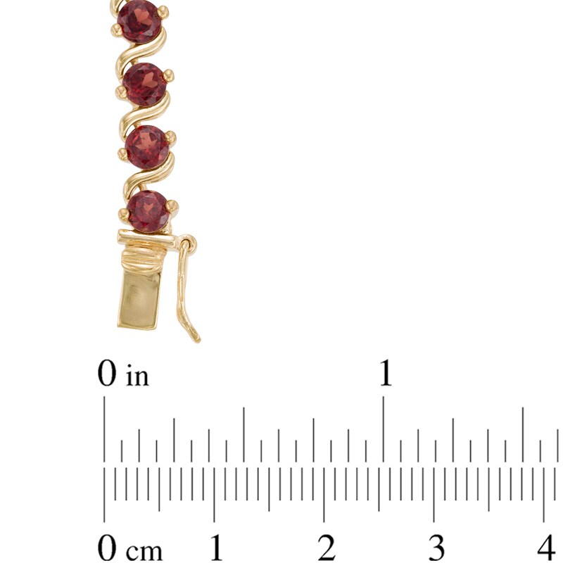 Main Image 2 of Previously Owned - 4.0mm Garnet Cascading Tennis Necklace in Sterling Silver with 18K Gold Plate