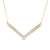 Thumbnail Image 1 of Previously Owned - 1/10 CT. T.W. Diamond Chevron Bar Necklace in Sterling Silver and 18K Gold Plate