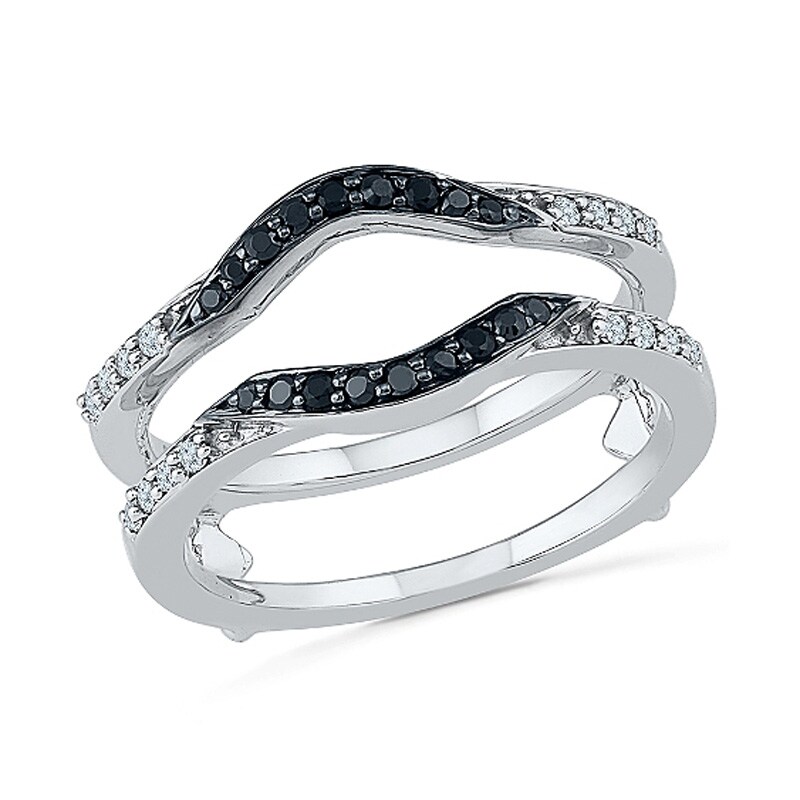 Previously Owned - 1/4 CT. T.W.  Black and White Diamond Solitaire Enhancer in 10K White Gold