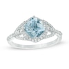 Thumbnail Image 1 of Previously Owned - 7.0mm Cushion-Cut Aquamarine and 1/3 CT. T.W. Diamond Frame Ring in 10K White Gold