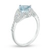 Thumbnail Image 2 of Previously Owned - 7.0mm Cushion-Cut Aquamarine and 1/3 CT. T.W. Diamond Frame Ring in 10K White Gold