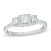 Thumbnail Image 0 of Previously Owned - 1/2 CT. T.W. Princess-Cut Diamond Frame Past Present Future® Engagement Ring in 14K White Gold