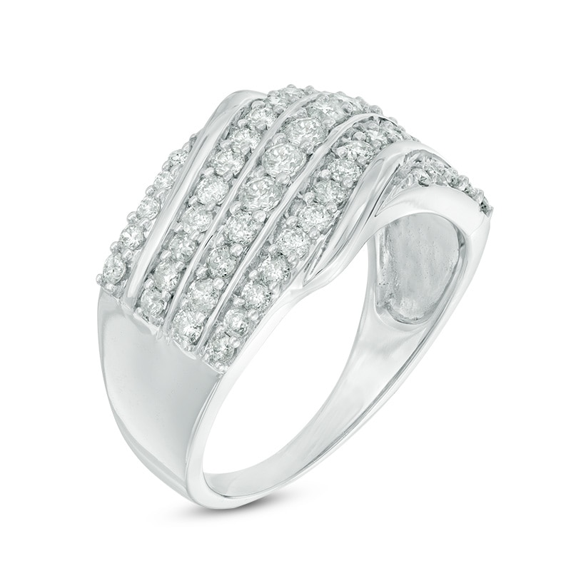 Previously Owned - 1 CT. T.W. Diamond Slant Anniversary Band in 10K White Gold
